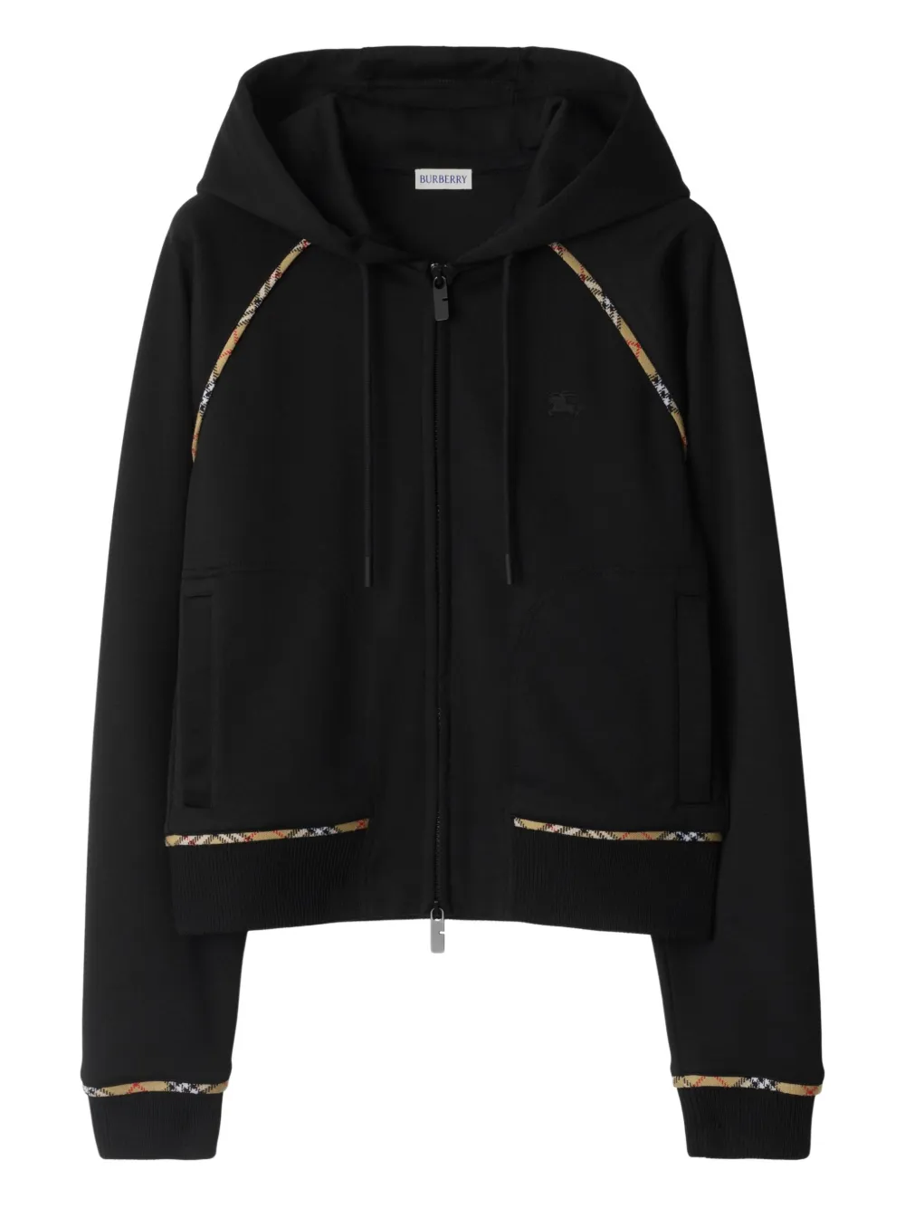Burberry Checked-trim Zip-up Hoodie