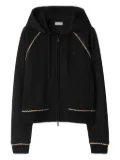 Burberry checked-trim zip-up hoodie - Black