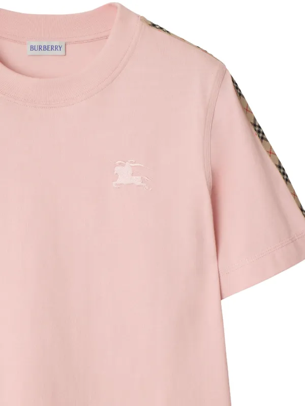 Burberry Check Trim Cotton T-shirt | Pink | FARFETCH