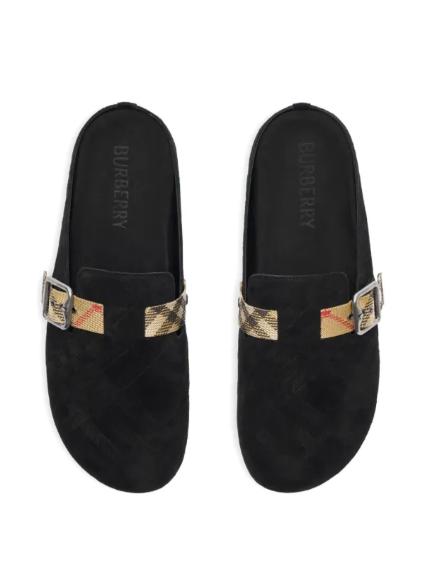 Burberry Urchin スエード クロッグサンダル | ブラック | FARFETCH JP