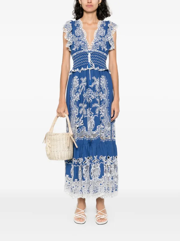 FARM Rio Richelieu Maxi Dress | Blue | FARFETCH ID