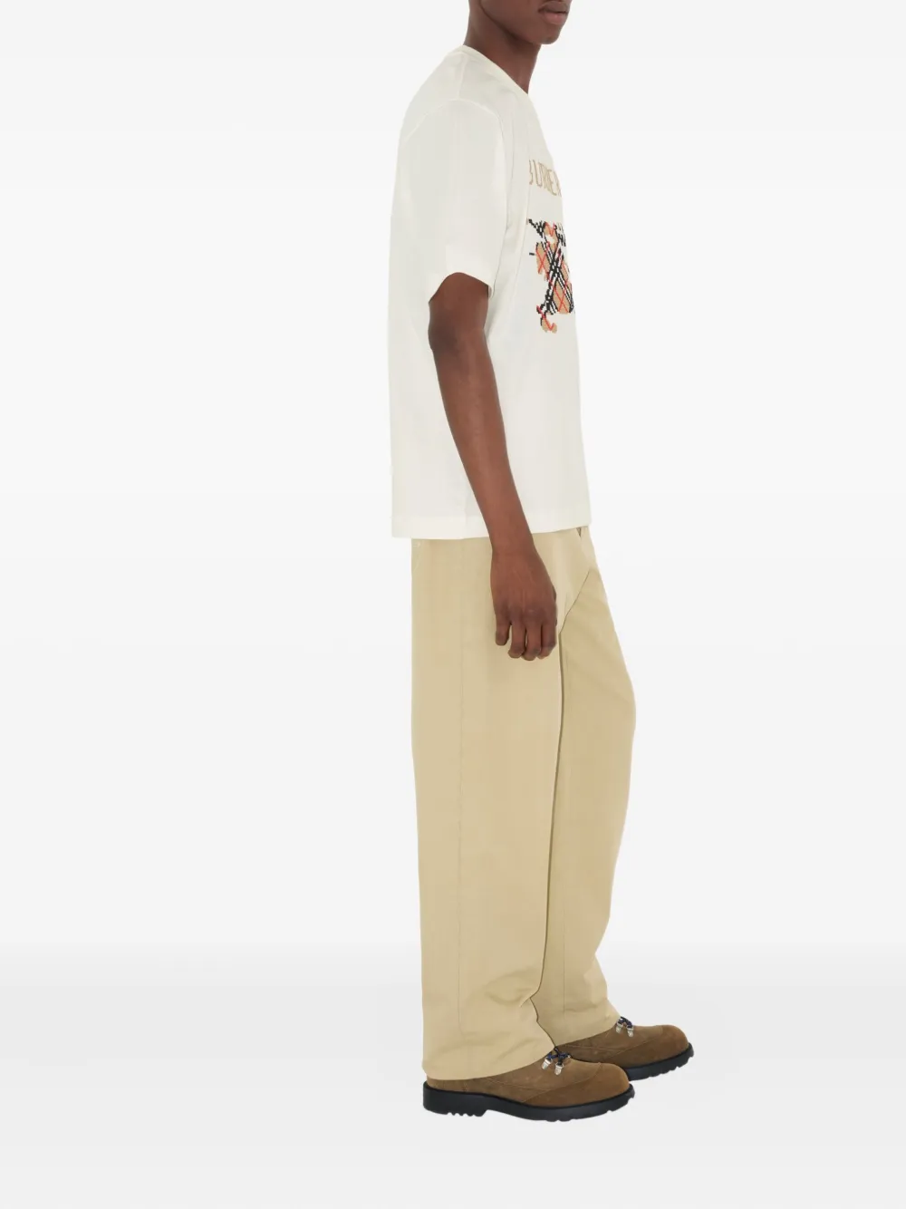 Burberry cross-stitch EKD T-shirt - Beige