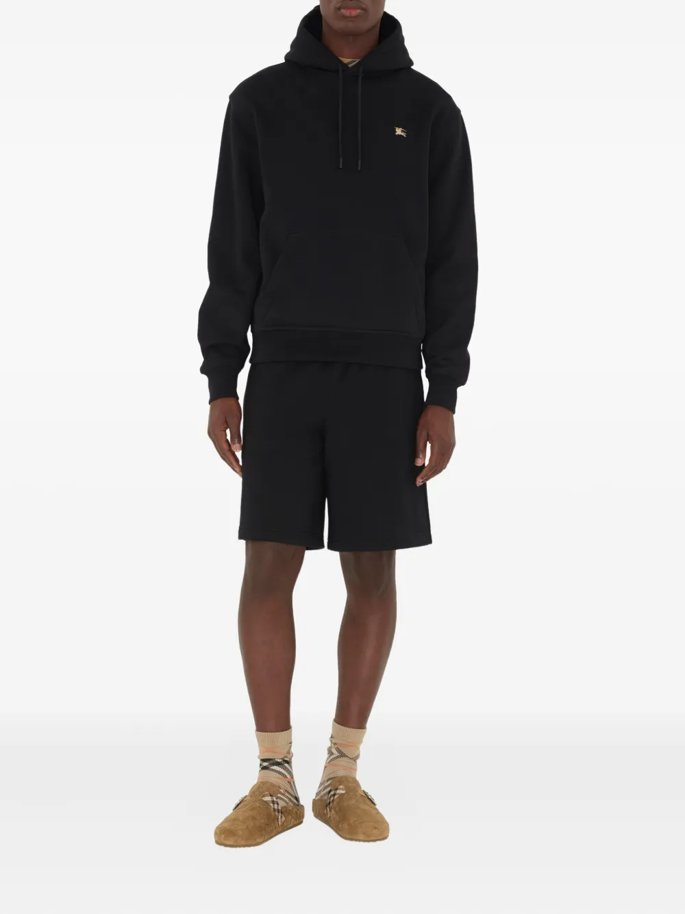 Burberry Hoodie met gestikt logo Zwart