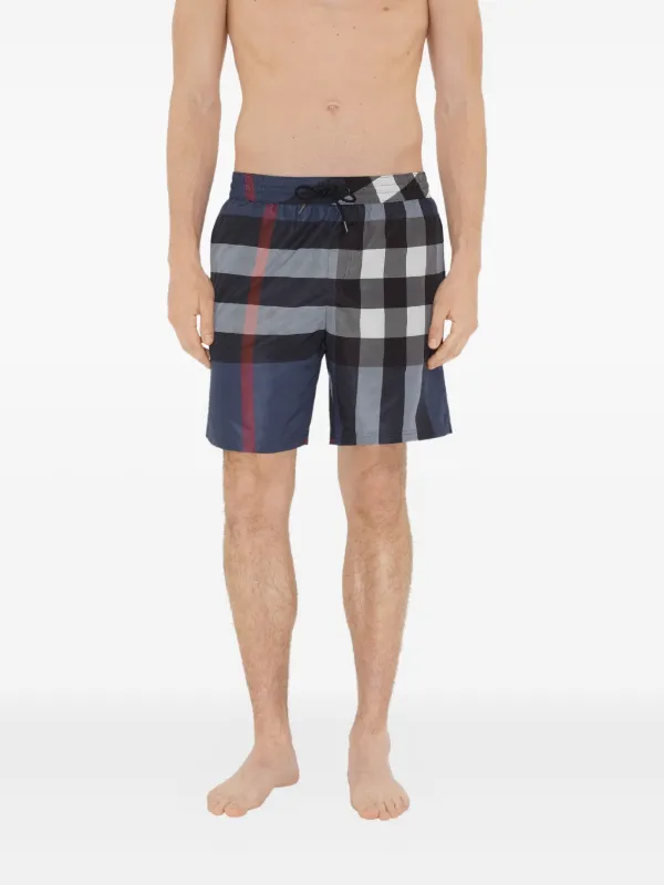 Burberry Checked Swim Shorts | Grey | FARFETCH