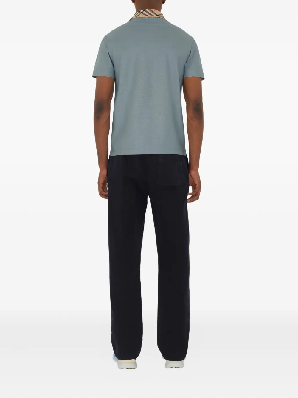 Burberry Poloshirt met geruite kraag Blauw