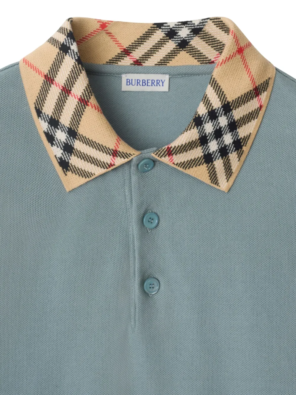 Burberry Poloshirt met geruite kraag Blauw