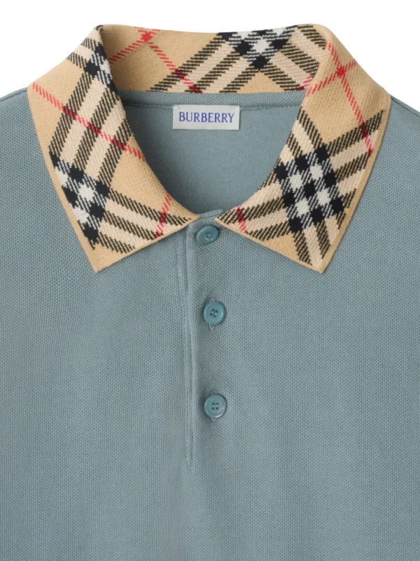Burberry Camisa Polo Com Colarinho Xadrez | Azul | FARFETCH BR