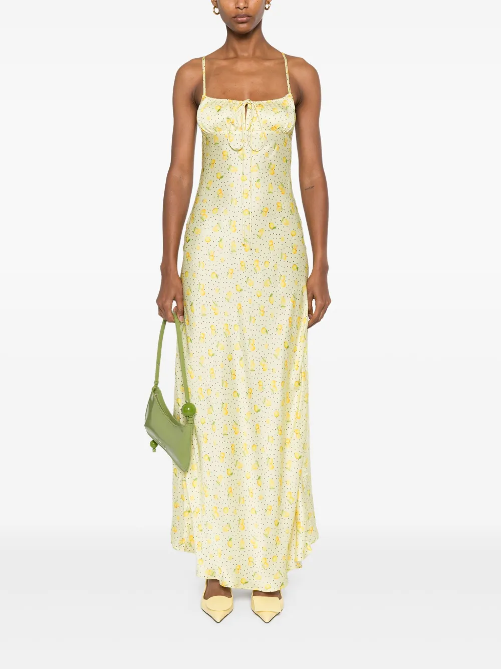 Leslie Amon lemon-print maxi dress - Geel