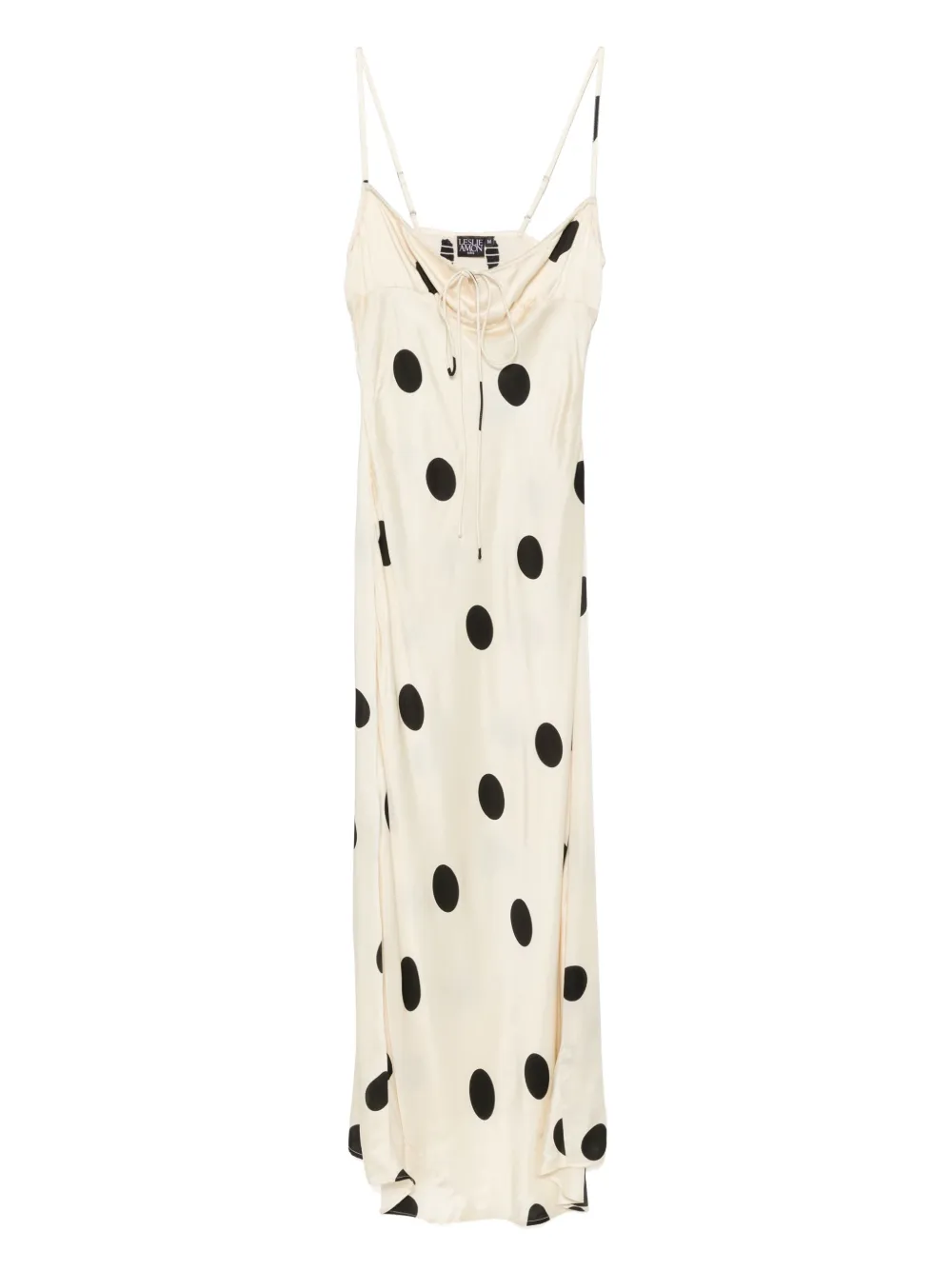 Leslie Amon polka-dot slip maxi dress – Neutrals