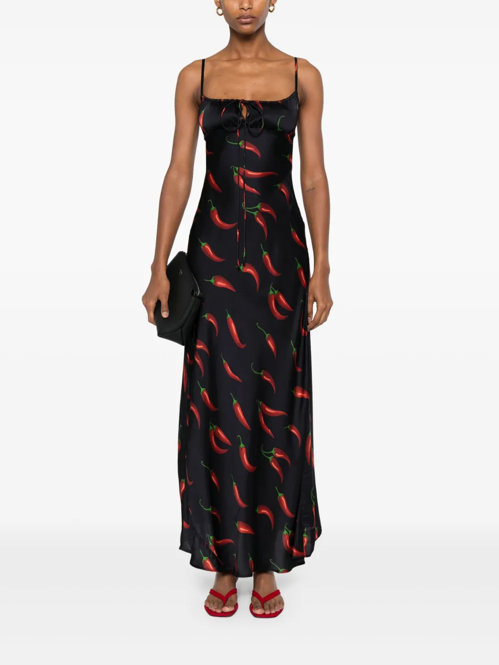Leslie Amon chilli-print maxi dress - Blauw