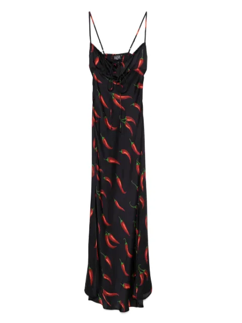 Leslie Amon vestido largo con estampado chili