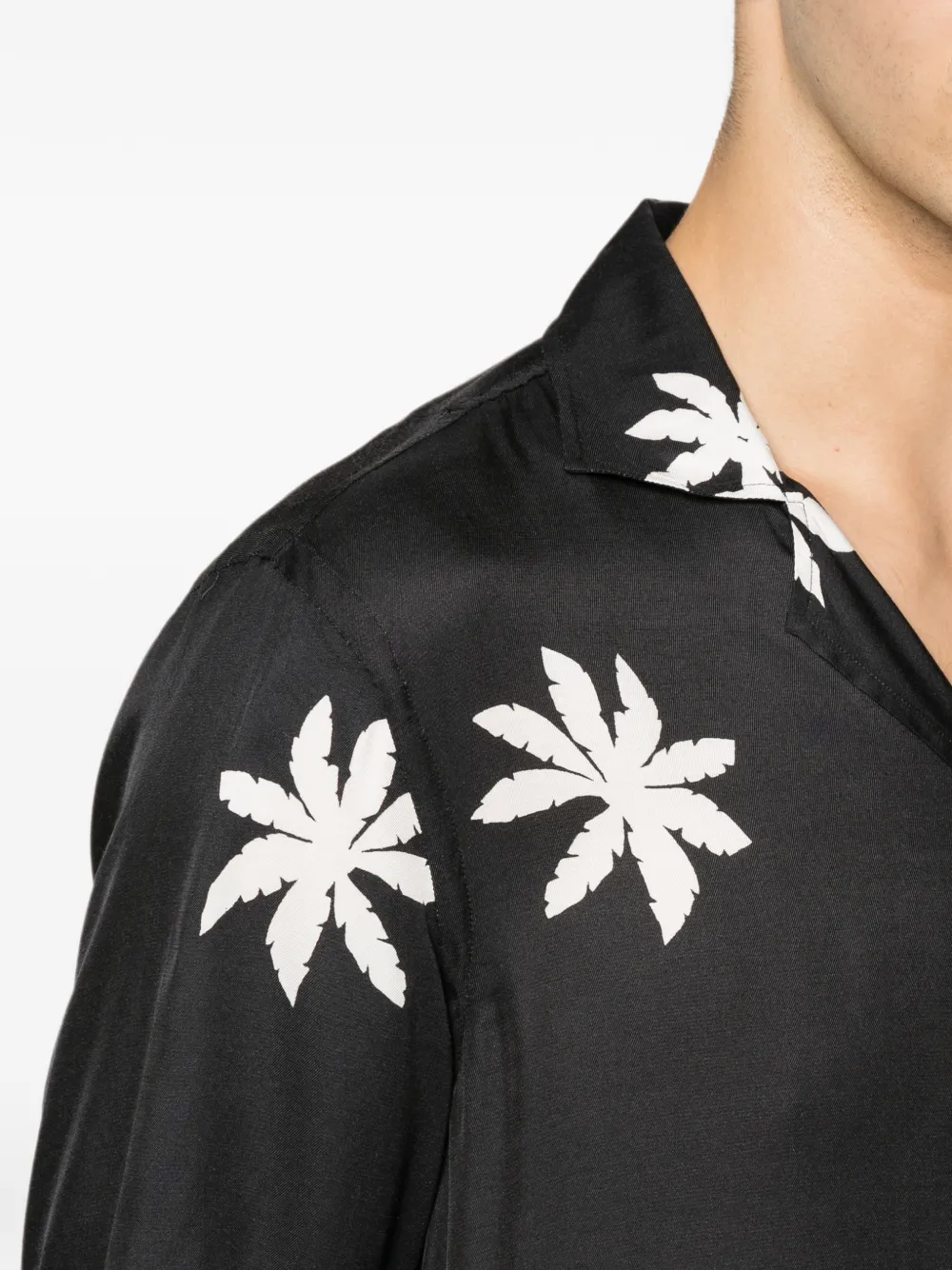 Tagliatore Hawaii overhemd met palmprint en korte mouwen Zwart