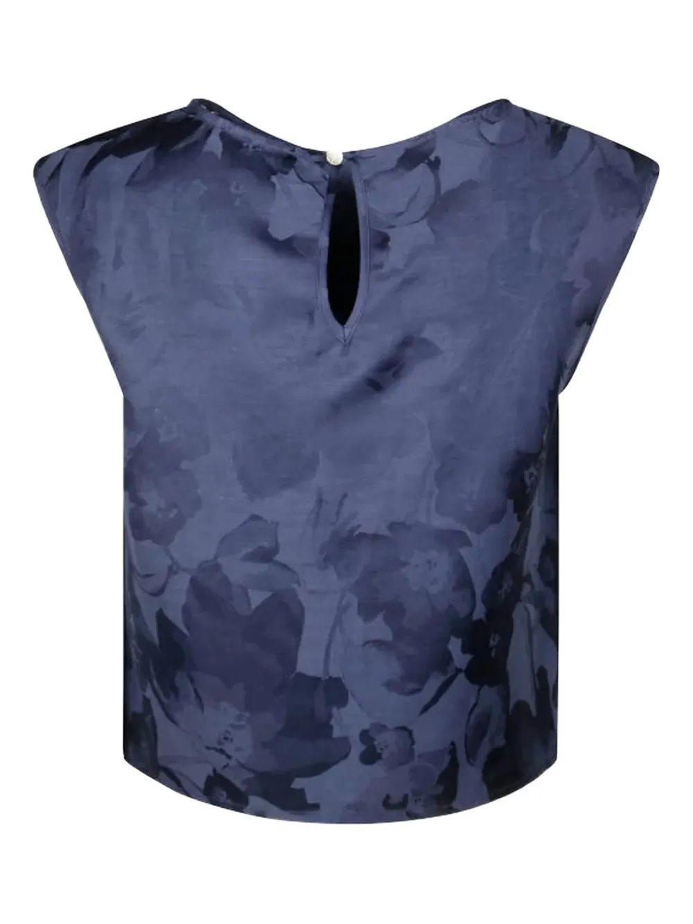 Glanshirt floral-print short-sleeve top - Blauw