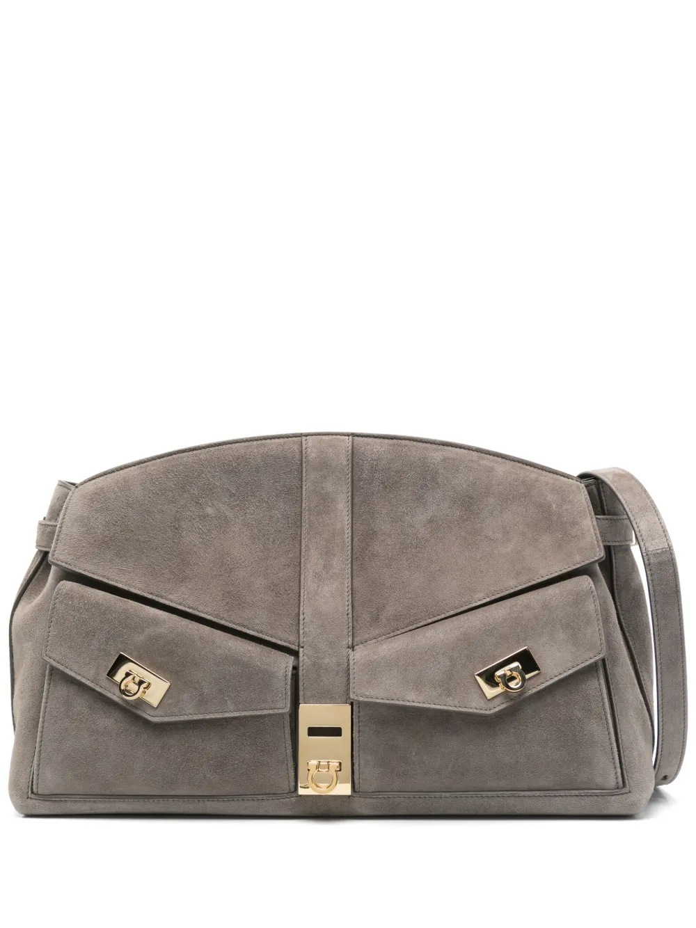Ferragamo Hug multipocket shoulder bag - グレー Ferragamo Hug multipocket shoulder bag - グレー