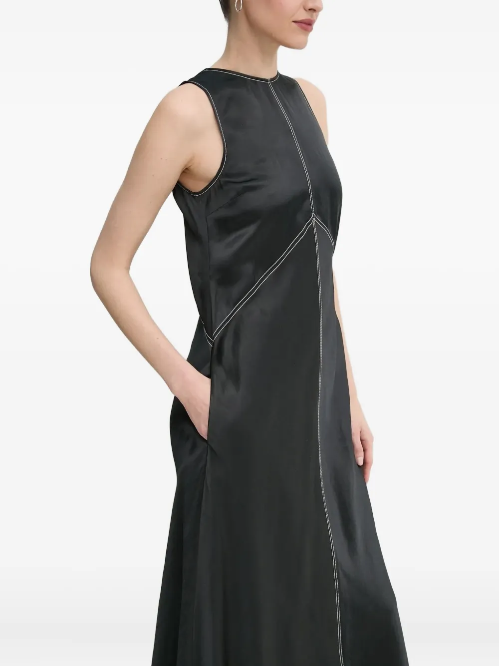 Day Birger Et Mikkelsen Mouwloze maxi-jurk met contrasterend stiksel Zwart