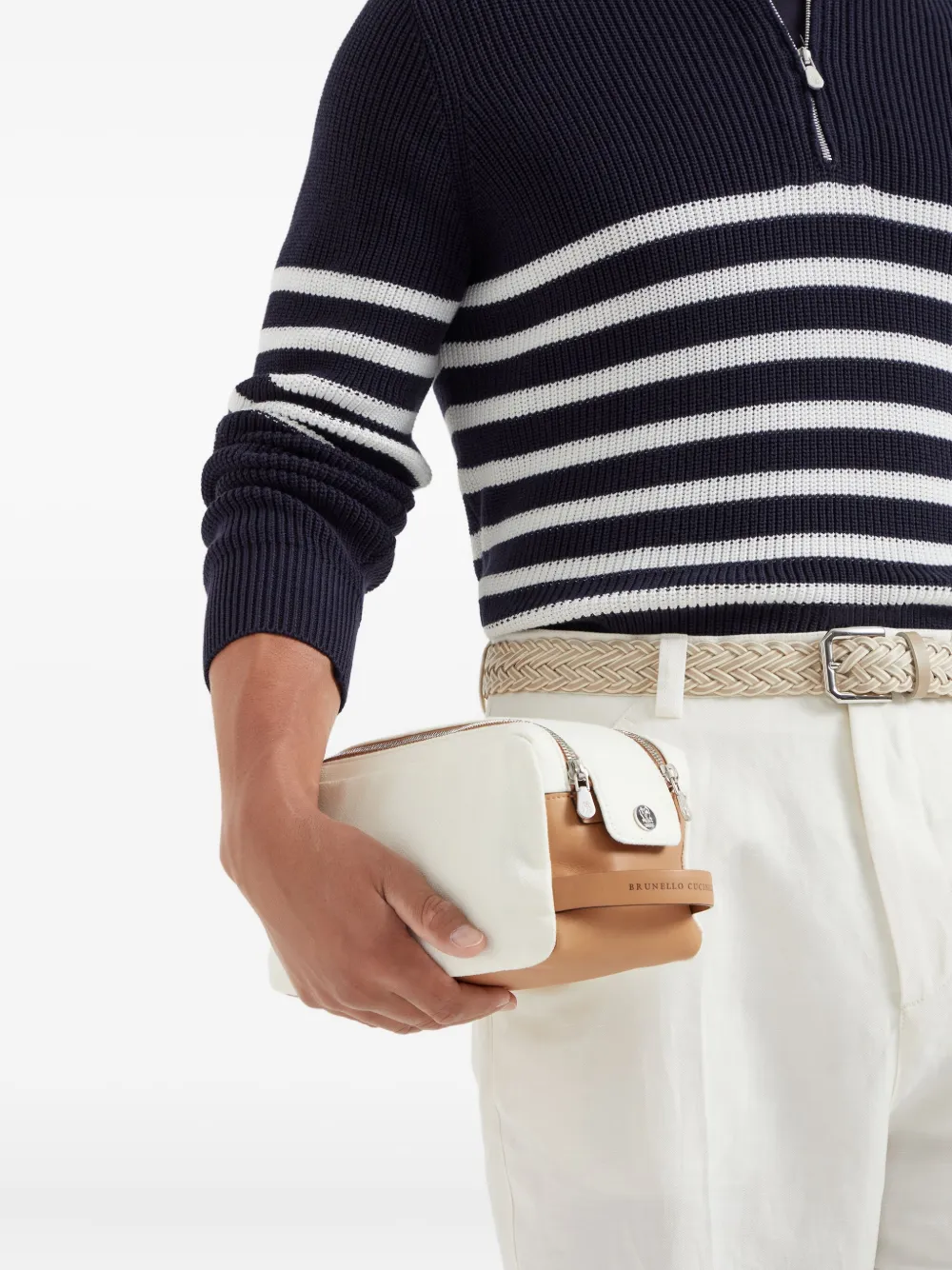 Brunello Cucinelli Beauty hoesje met dubbele rits Beige