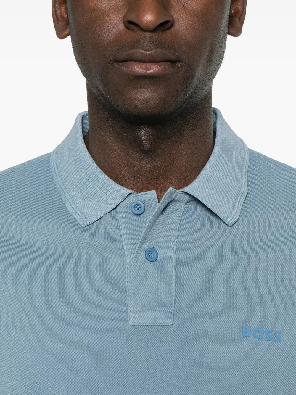 BOSS Piqué poloshirt met geborduurd logo Blauw