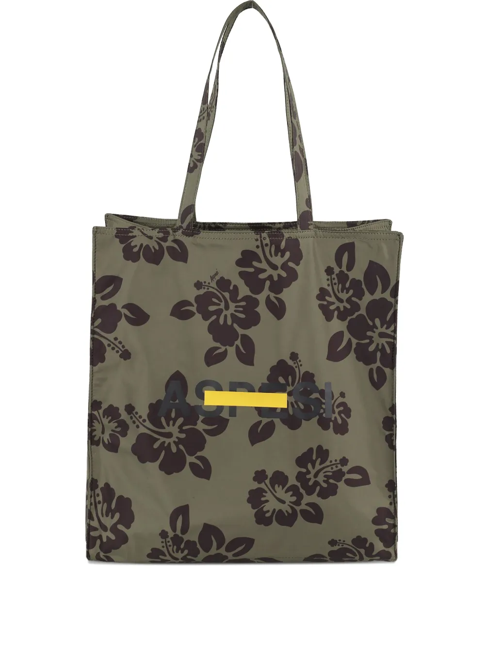 ASPESI Shopper met hibiscusprint Groen