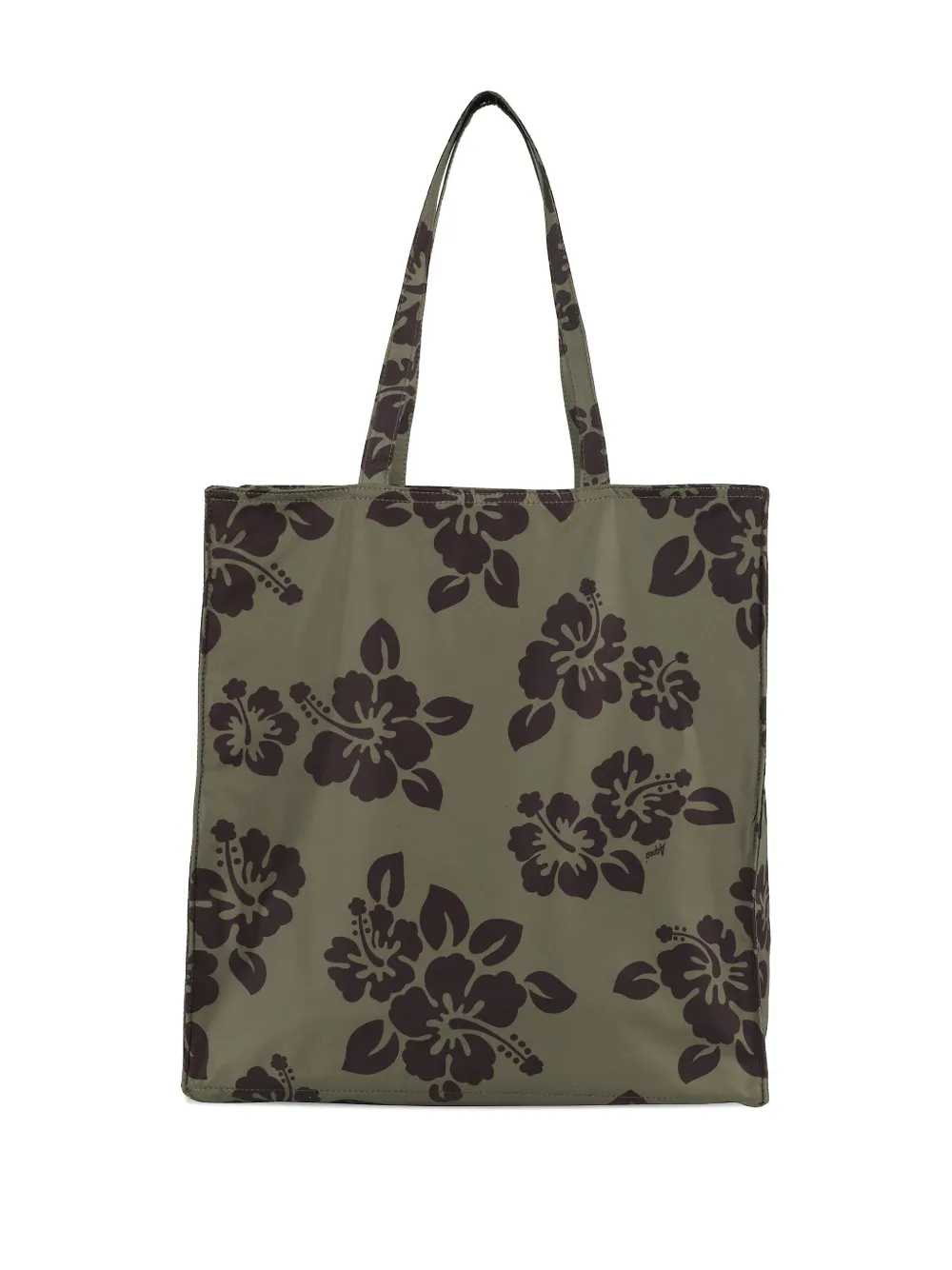 ASPESI Shopper met hibiscusprint Groen