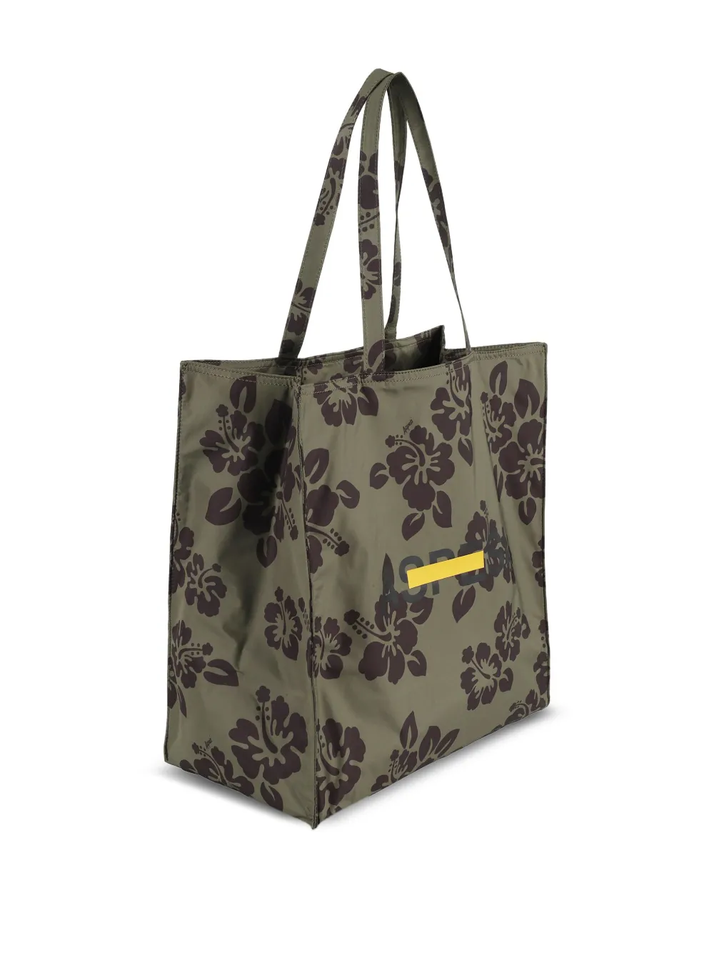 ASPESI Shopper met hibiscusprint Groen