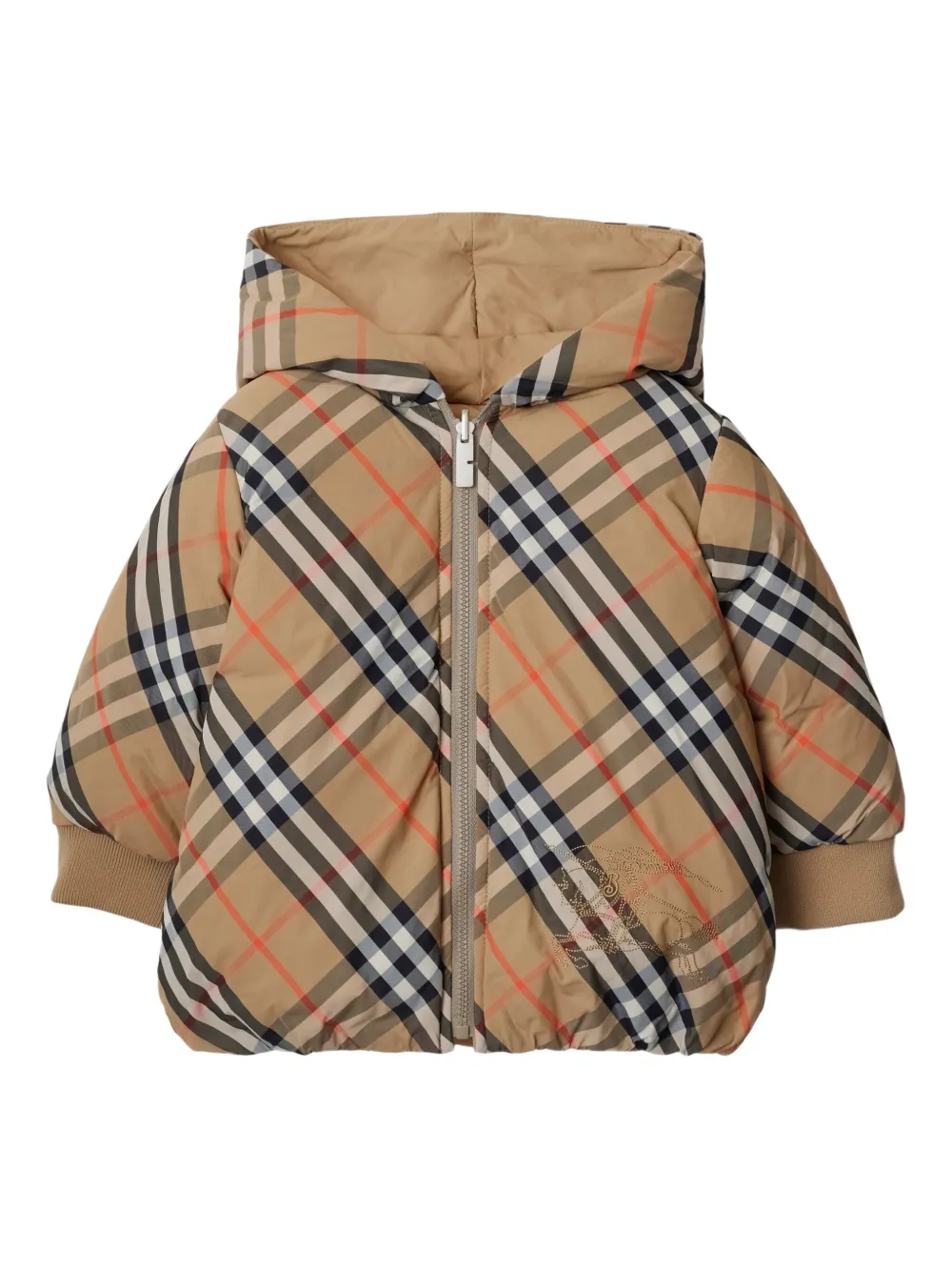 Burberry Kids Geruit donsjack Beige