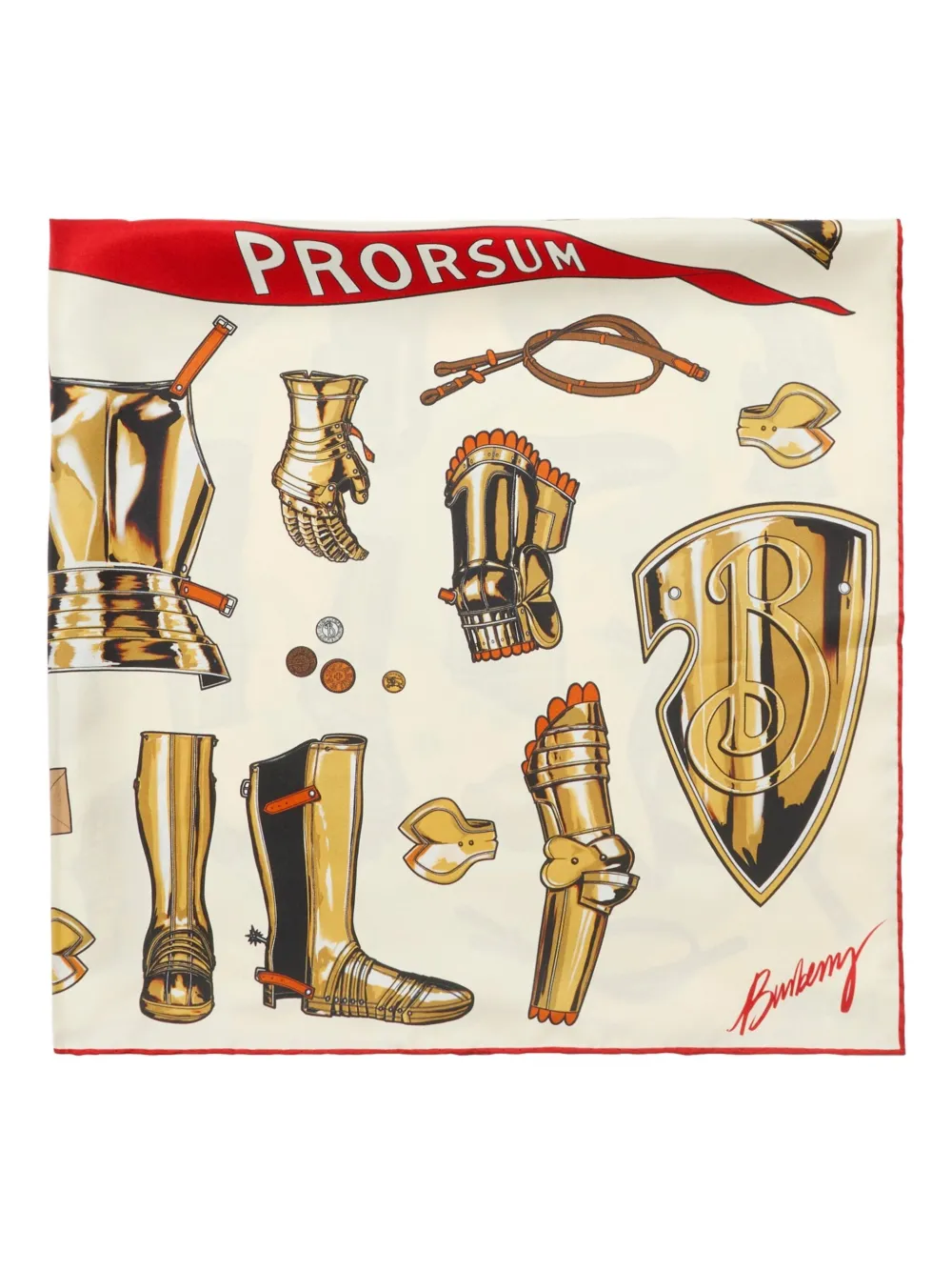 Burberry Knight Armour zijden sjaal Beige