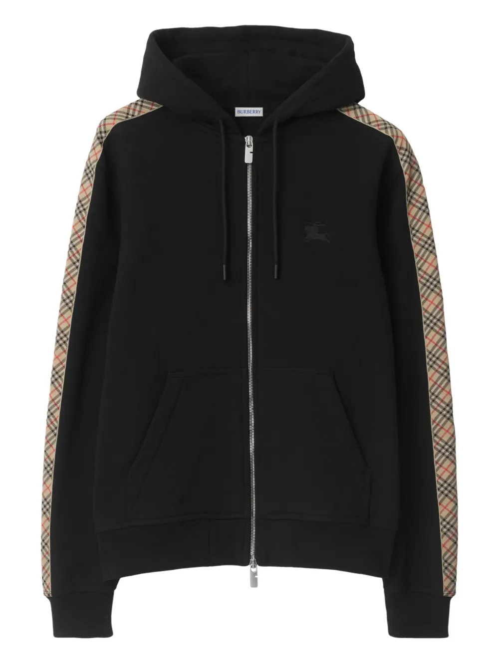 Burberry チェックトリム パーカー - ブラック Burberry チェックトリム パーカー - ブラック