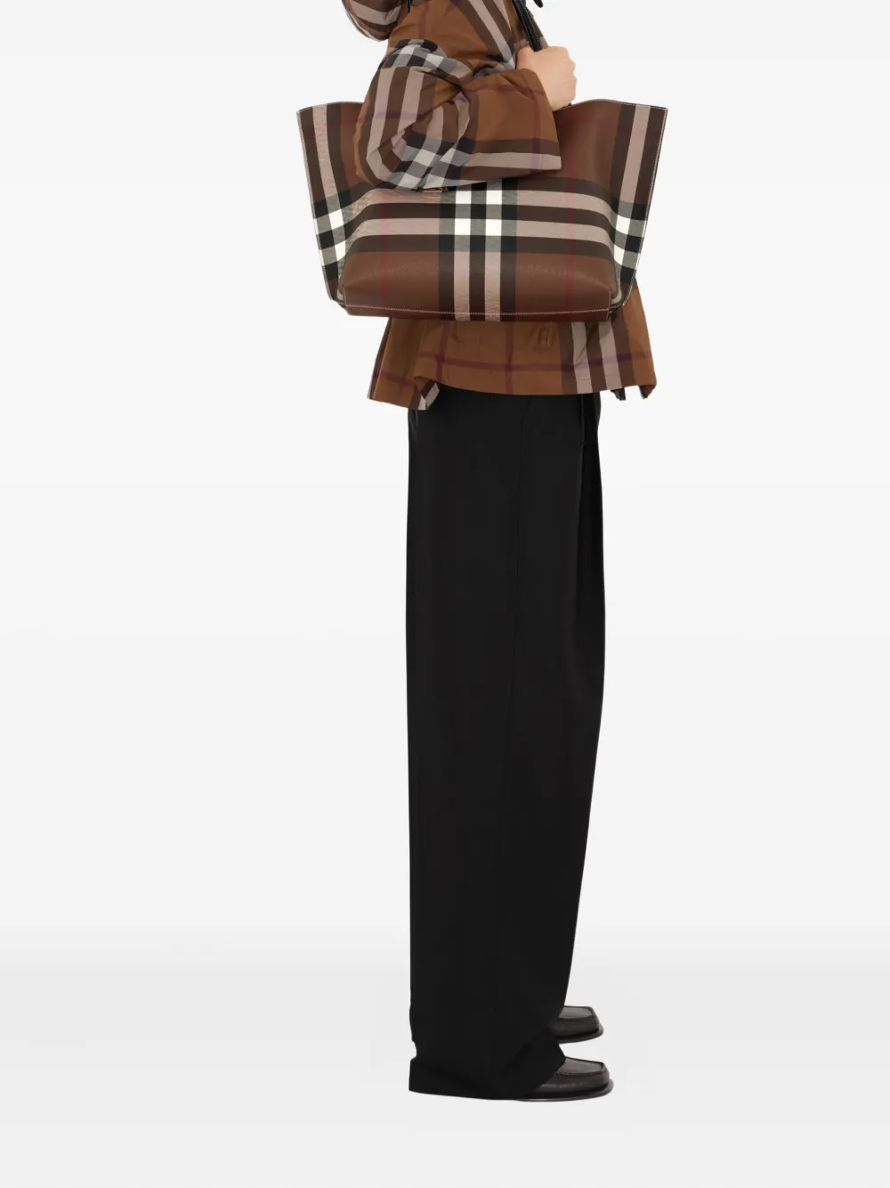 Burberry Geruite shopper Bruin