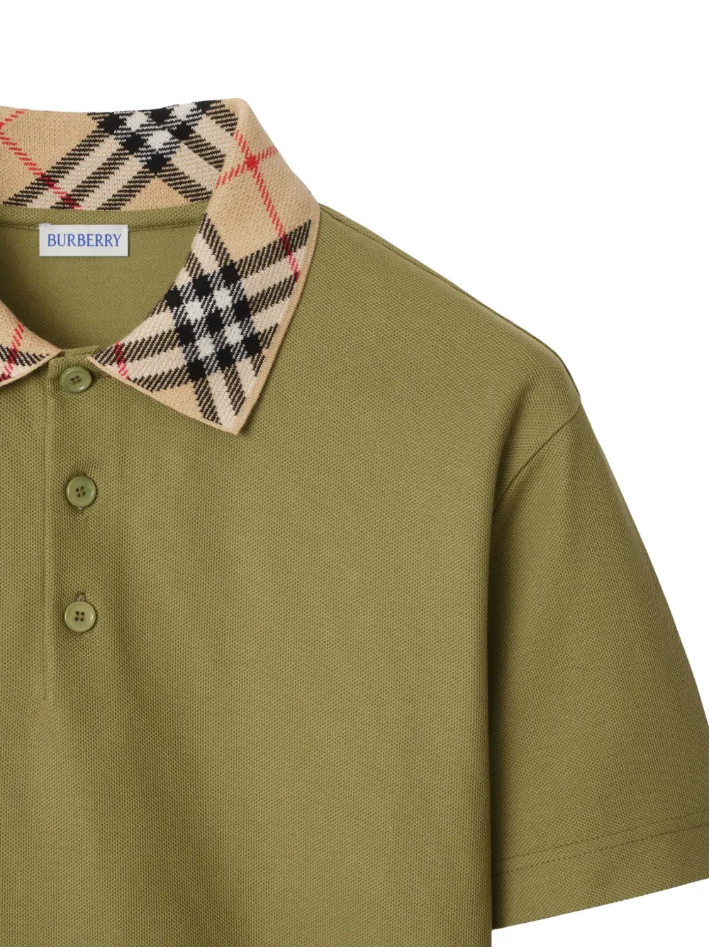Burberry Katoenen poloshirt met geruite kraag Groen