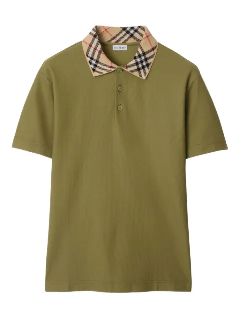 Burberry check-collar cotton polo shirt