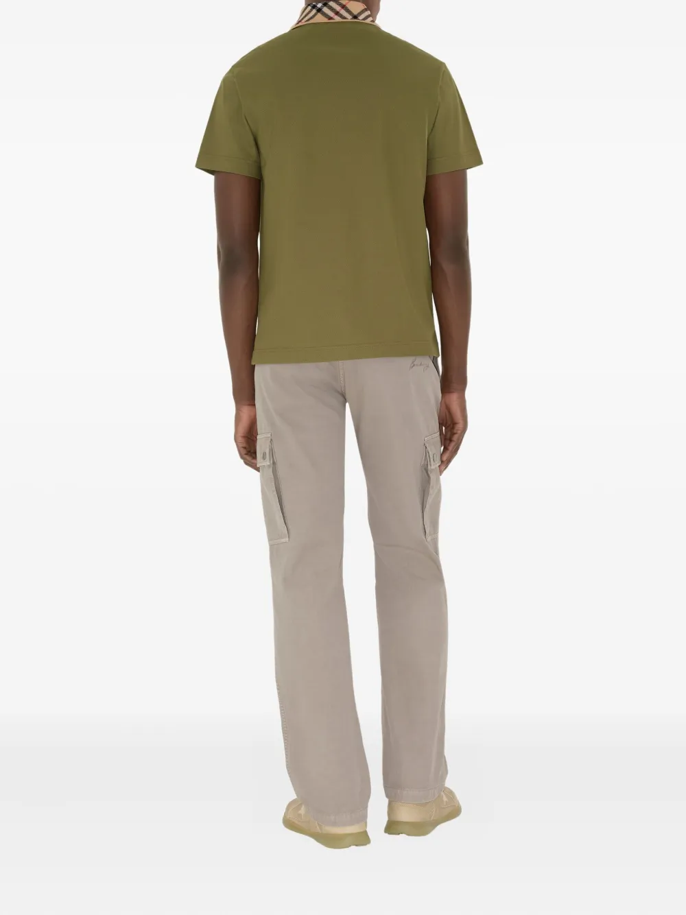 Burberry Katoenen poloshirt met geruite kraag Groen
