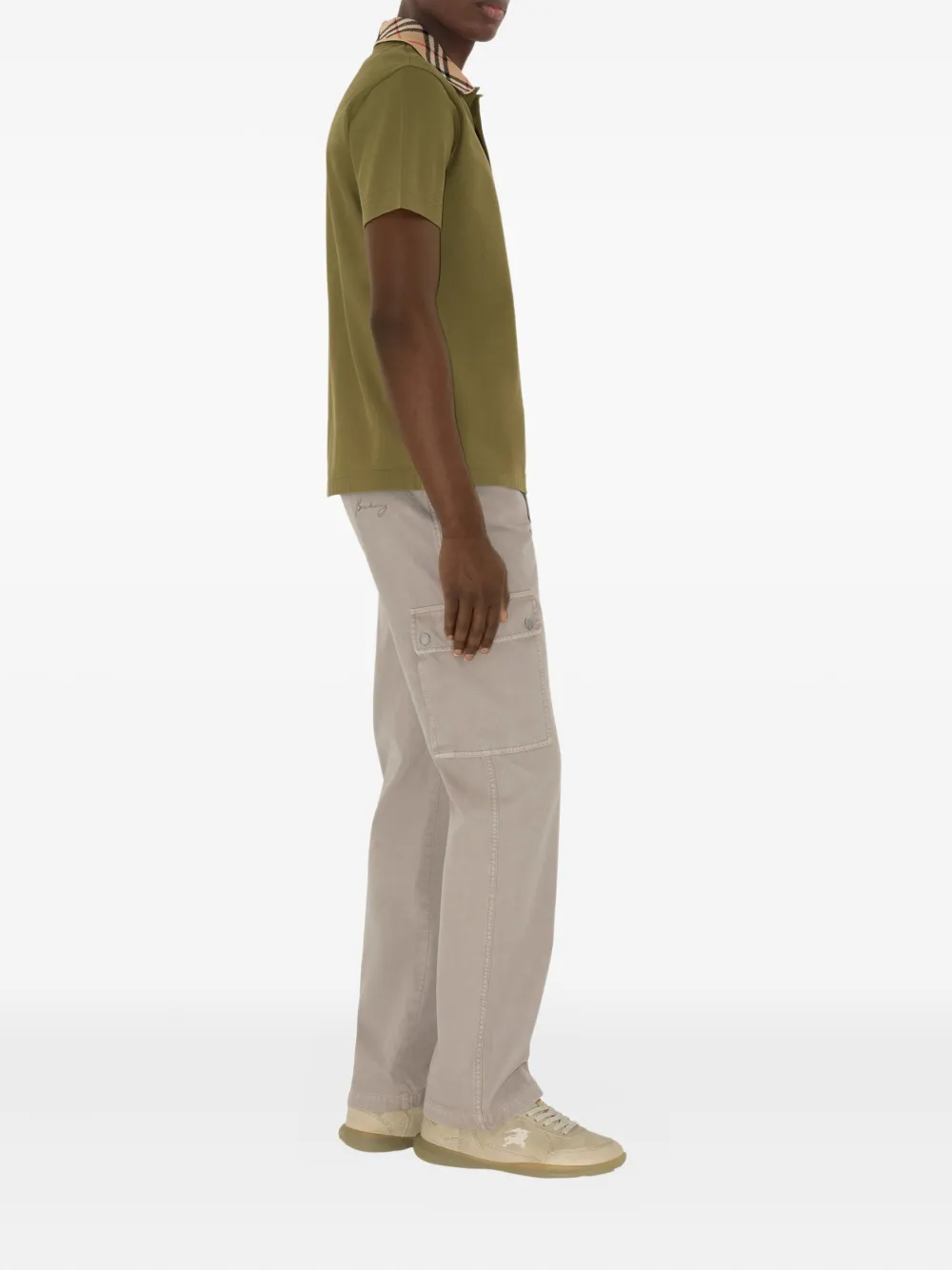 Burberry Katoenen poloshirt met geruite kraag Groen