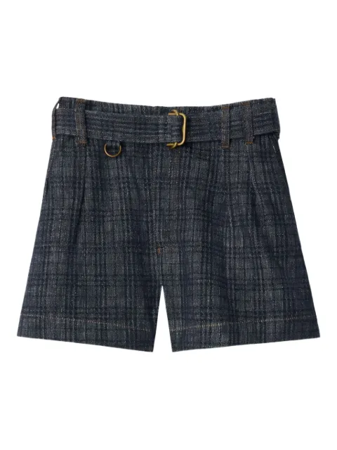 Burberry belted checked denim shorts