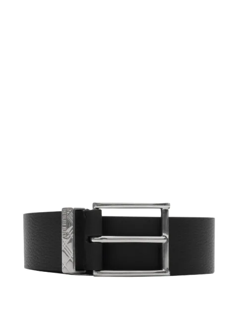 Burberry Leren riem met gegraveerde ruiten