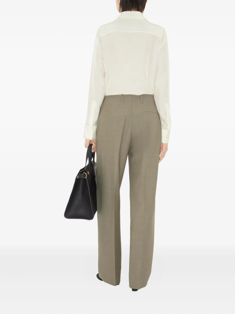Burberry Double-pleated Wool Pants In Green