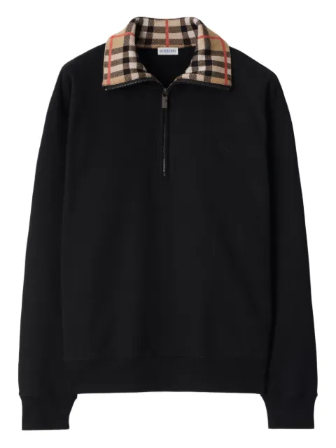 Burberry سويت شيرت قطن بياقة كاروهات