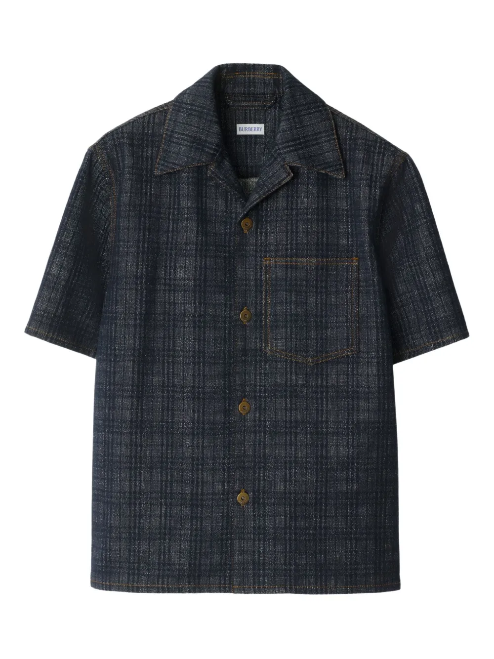 Burberry Geruit denim overhemd Blauw