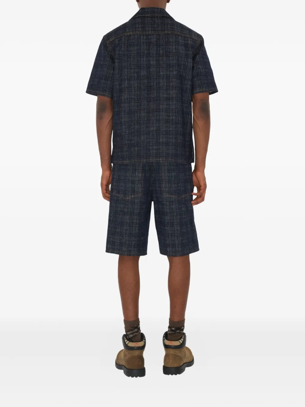 Burberry Geruit denim overhemd Blauw