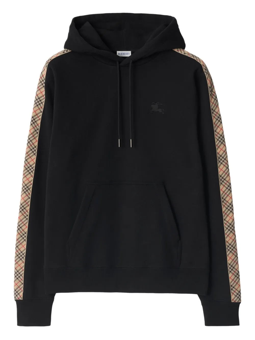 Burberry Katoenen hoodie met geruite afwerking Zwart
