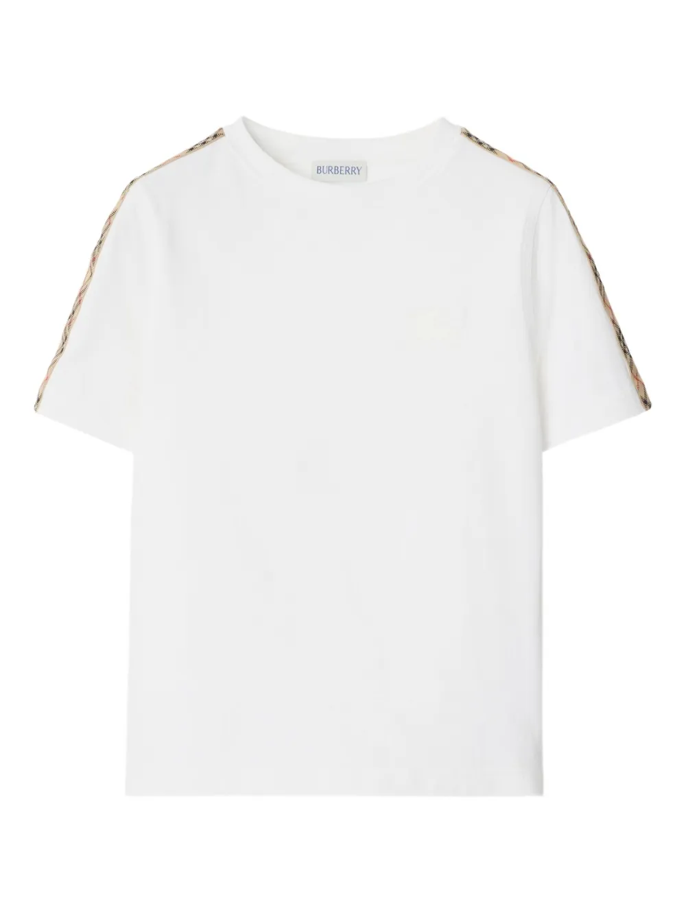 Burberry Kids checked- trim cotton T-shirt Wit