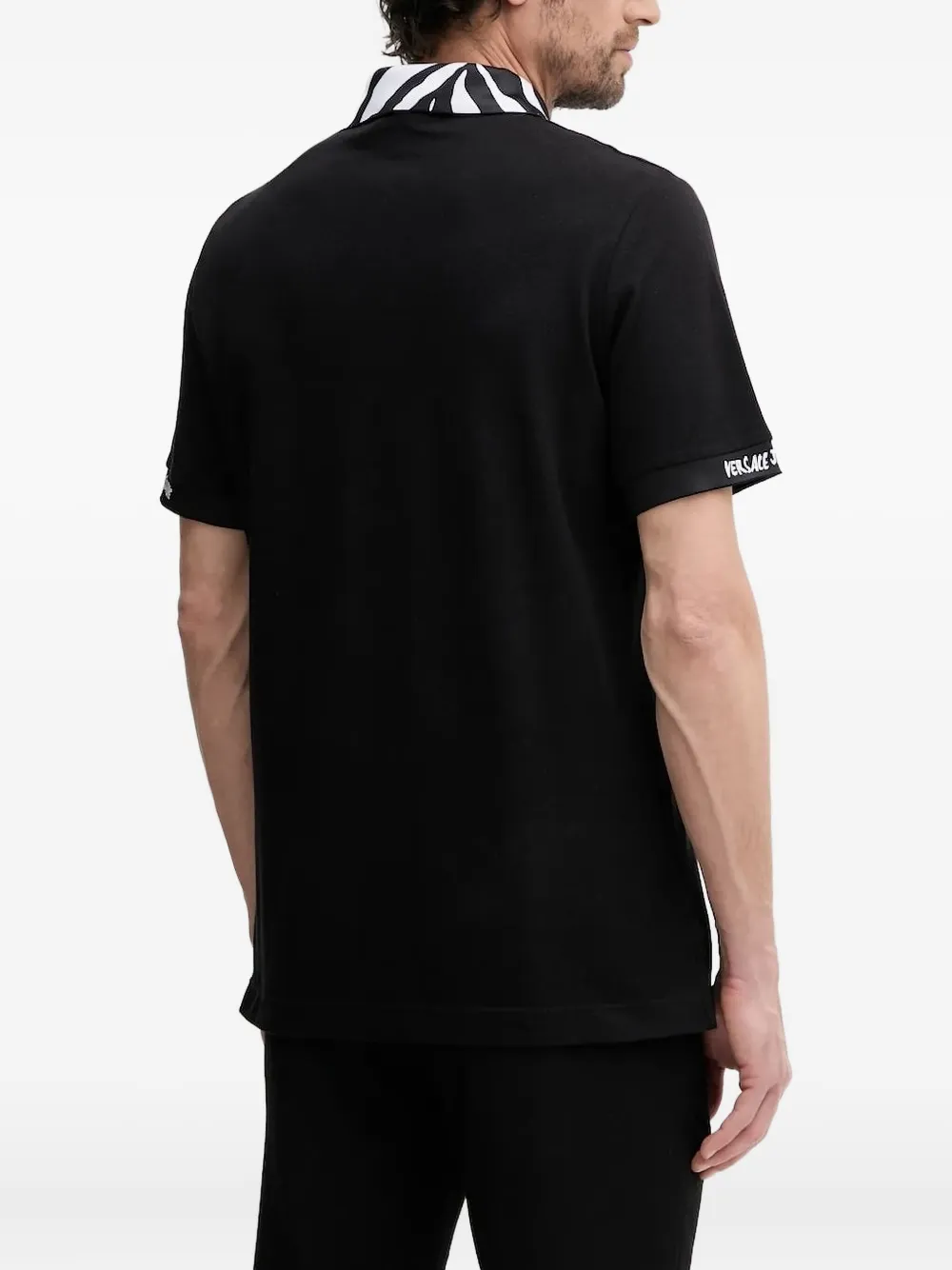 Versace Jeans Couture Poloshirt met zebraprint en kraag - Zwart