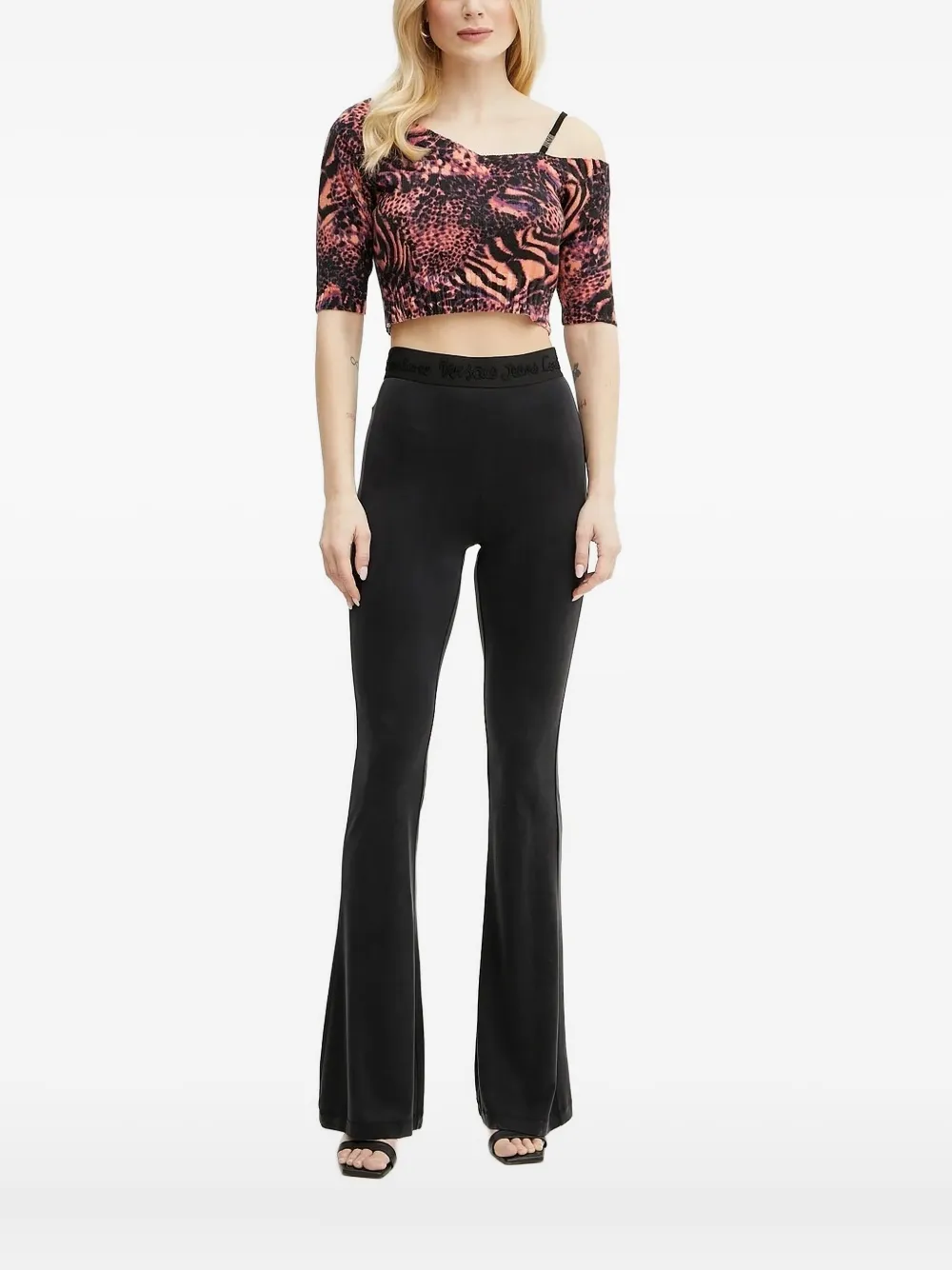 Versace Jeans Couture animal-print one-shoulder top | Orange | Image 1
