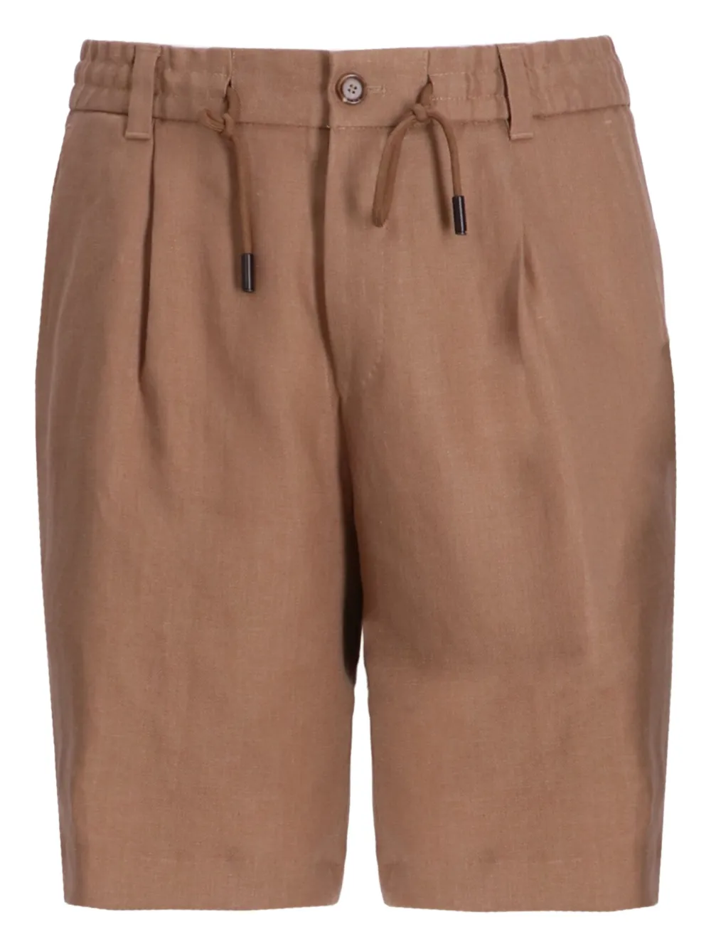 BOSS Shorts met plooidetail Bruin