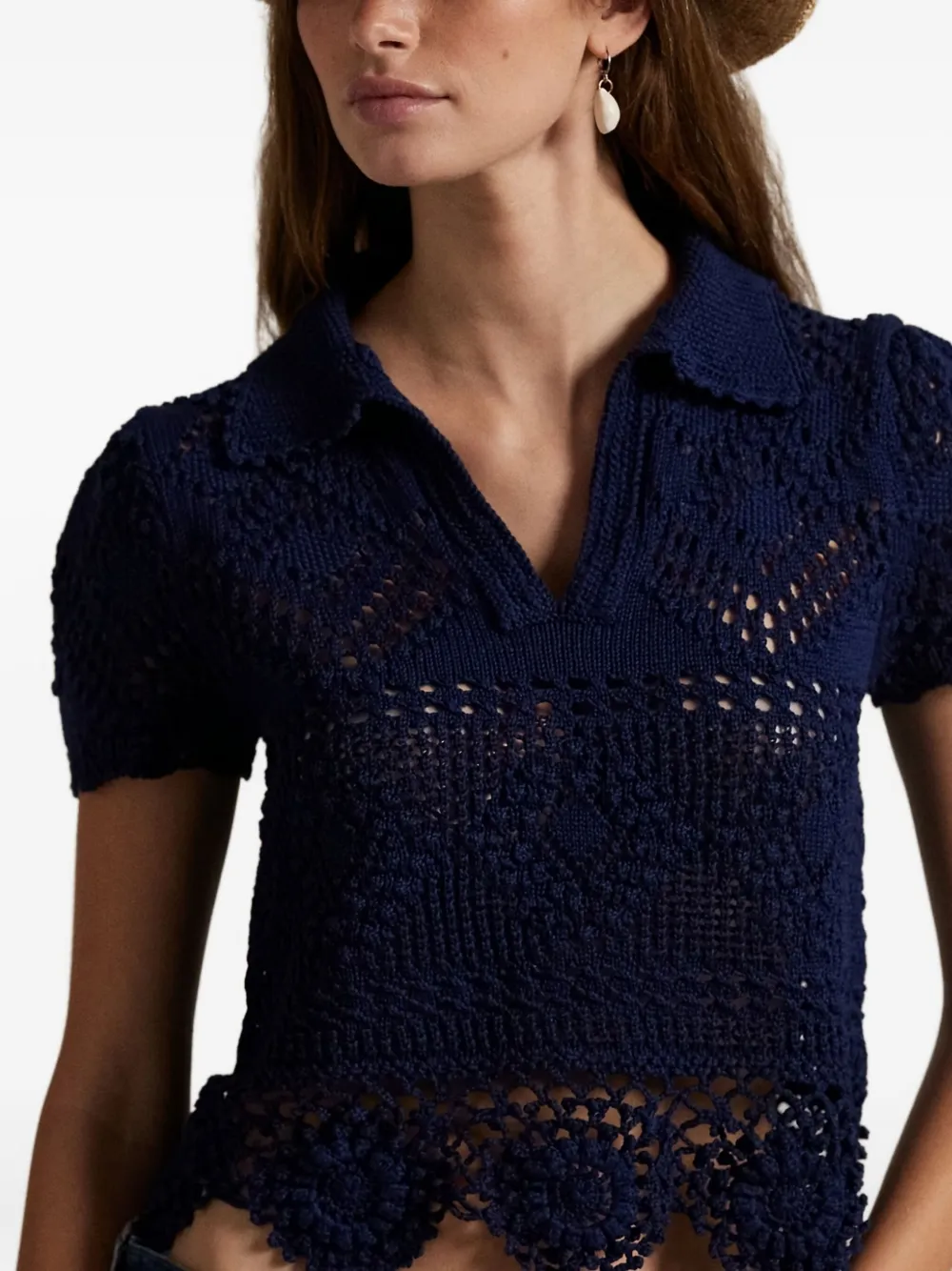 Shop Polo Ralph Lauren Crochet-knit Top