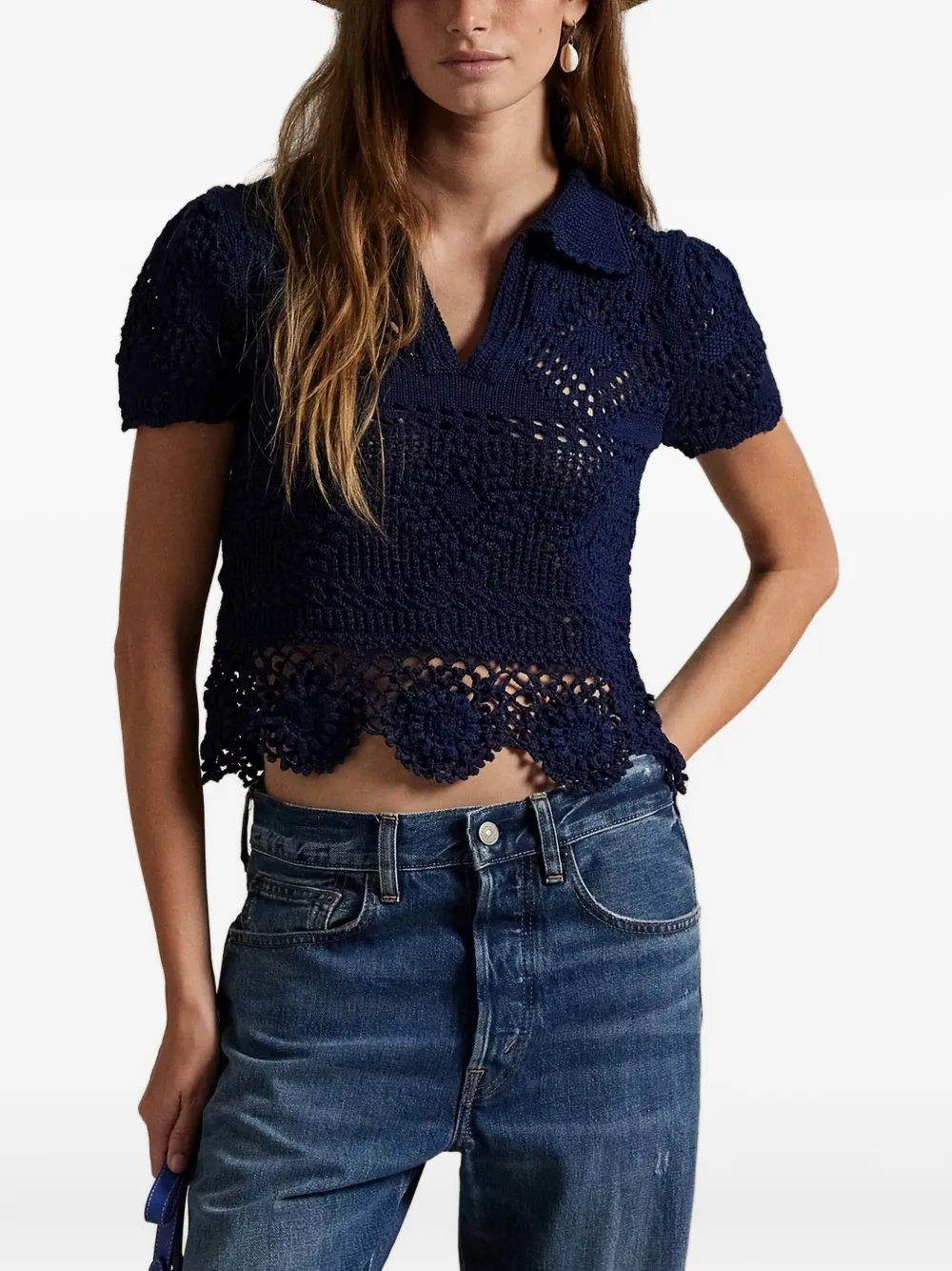 Polo Ralph Lauren crochet-knit top - Blauw