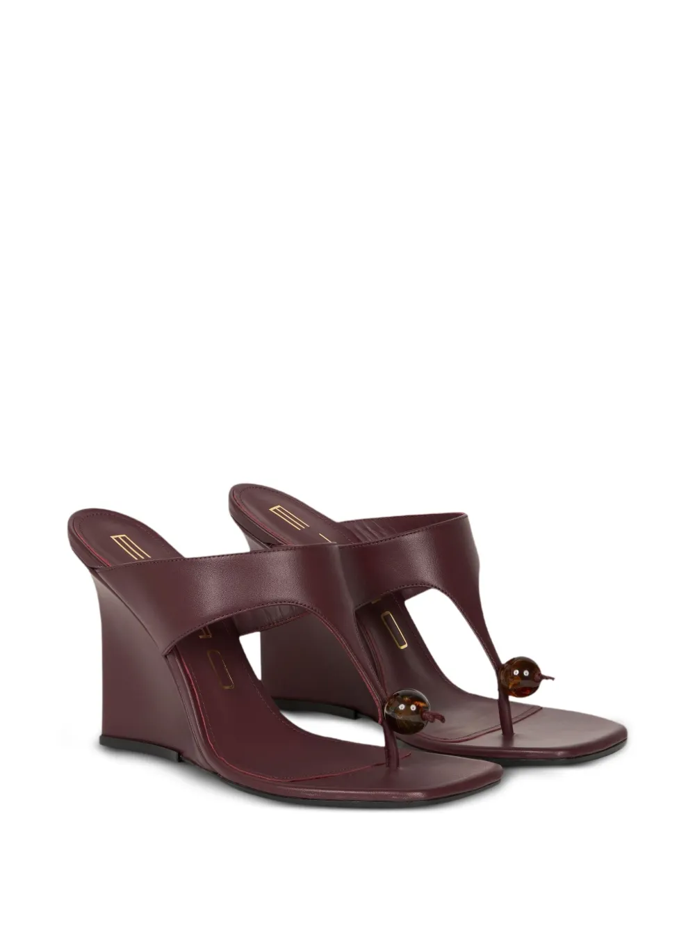 ETRO leather-wedge sandals Brown