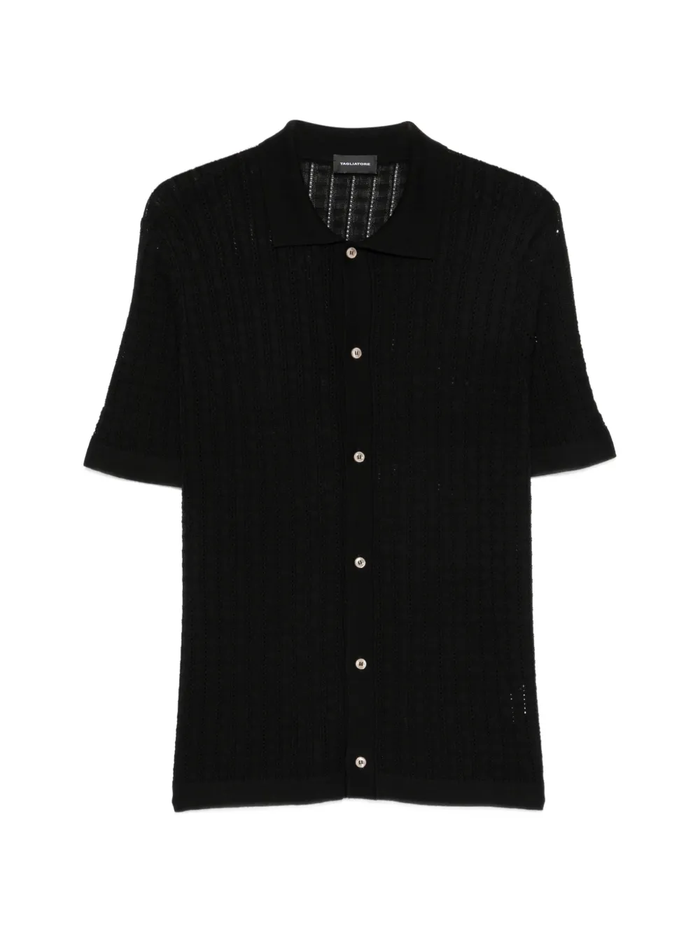 Tagliatore Oliver open-knit short-sleeve shirt - Black