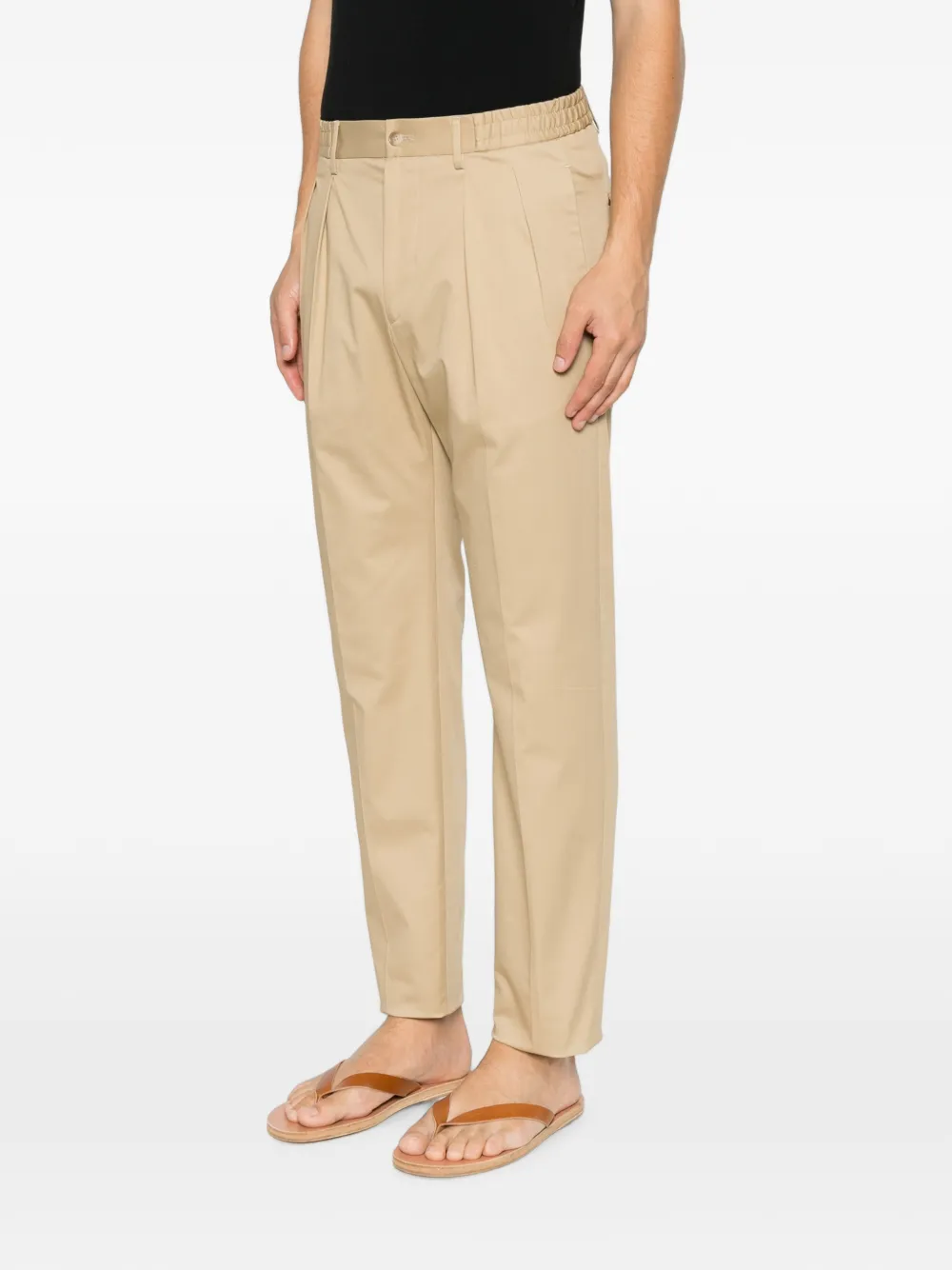 Tagliatore Straight plooibroek Beige