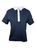 Gran Sasso contrast-collar cotton polo short - Blue