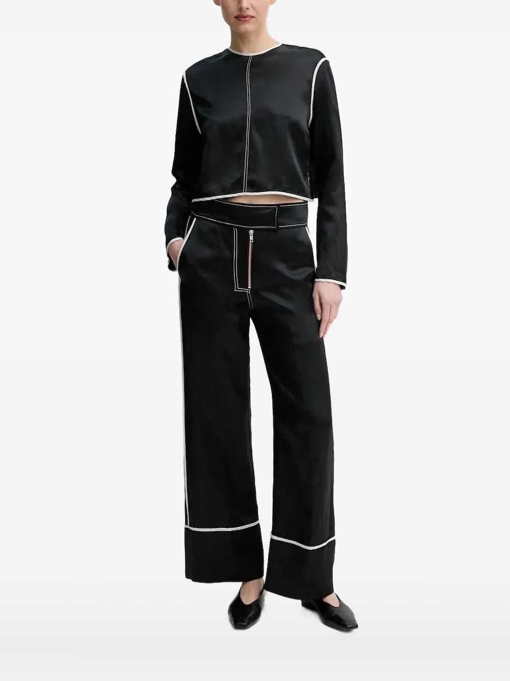 Day Birger Et Mikkelsen Piping-detail Zip-fastening Blouse In Black